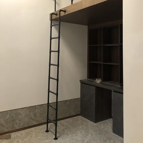 Scala in metallo per letto a soppalco, 2 m, montaggio a parete, per interni ed esterni, scala per soffitta e seminterrato, design salvaspazio e robusto.
