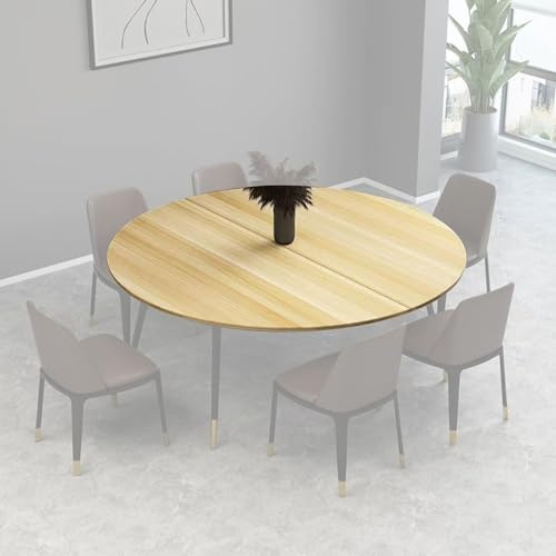 DYUNCZ Klappbare Runde Tischplatte, Zweifach Klappbare Tischplatte, Platzsparende Runde Holztischplatte, Klappbarer Esstisch, Ohne Tischbeine(Yellow,100cm/39)