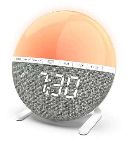 Tageslichtwecker, Lichtwecker Sonnenaufgang Sonnenuntergang Simulation, Sonnenaufgang Wecker, Wake Up Licht Wecker mit Snooze Funktion 10 Helligkeit 7 Klingeltöne 9 Farben für Erwachsene Kinder