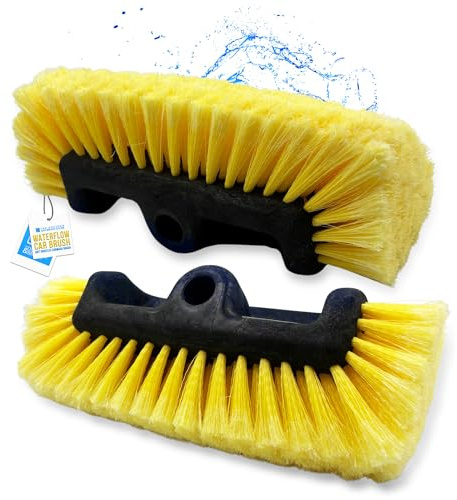 Water Flow Car Wash Brush Replacement Head - Car Cleaning Kit Brush with Soft Synthetic Bristles, Curved Design for All Angle Cleaning, Compatible with Water Flow Handle - Head Only