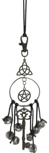 Homeily Witch Bells Door Knob, Antique Magic Key Wind Chime | Metal hanging decor, indoor outdoor garden patio, rustic vintage finish, weatherproof easy hang, good luck protection gift