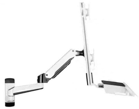 Workstations Wandmontierte Zweiteilige Arm-Doppelmonitorhalterung for 15-24-Zoll-Bildschirme mit Tastatur- und Mausablage Gaming-PCs