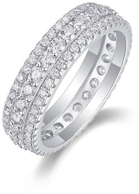 Skcess 18K Weißgold Verlobungsring Damen, Wedding Ring 2mm Moissanit Weiß 0.87ct Moissanit Größe 53 (16.9)