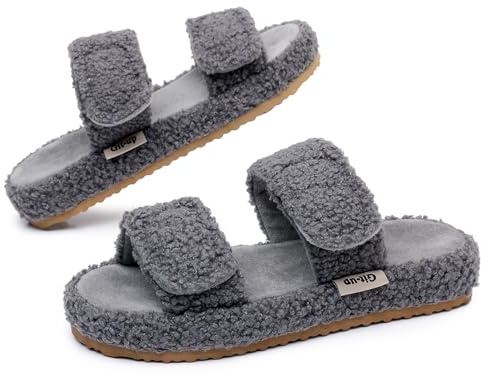 Git-up Zapatillas para mujer con soporte para el arco y cierre ajustable de doble gancho y lazo, suela de EVA duradera para interior/exterior