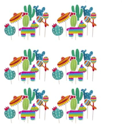 EXAOMBLE Kaktus Cake Topper 42 Stück Tortendekoration aus Sicherem Material für Sommerpartys und Geburtstagsfeiern im Garten mit Kreativen Party Motiven