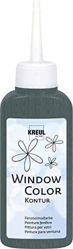 KREUL 42771 - Window Color Konturenfarbe, grau 80 ml, zur besseren Abgrenzung von Motiven, für glatte Oberflächen wie Glas, Spiegel und Fliesen