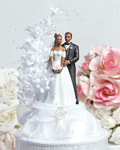Pearl Side Arch Classic African American Cake Topper by Wedding Collectibles