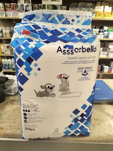 Ferribiella IGN021 Asssorbello - Tappetini igienici pe cani, Basic, 60 x 90 cm, Confezione di 2 buste (2 x 100 pezzi)