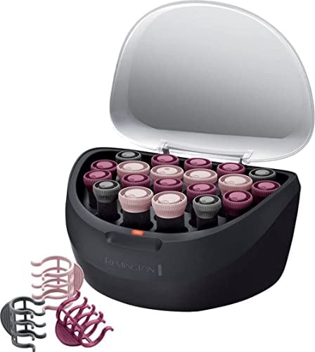 Remington Set de Rulos Ionic Rollers, Rulos Calientes, Iones para Cabello Sin Encrespamiento, 20 Rulos para el Pelo: 4 de 20 mm, 10 de 23 mm y 6 de 27 mm, 20 Pinzas, Indicador Encendido, H5600