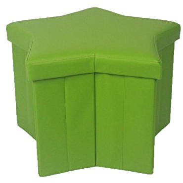 Home Harmony New Faux Leather Star Shaped Foldable Ottoman Storage Room Toy Box Pouffe Seat Stool (Lime Green)