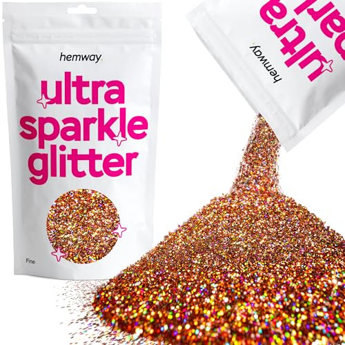 Hemway Ultra Sparkle Glitter - Bronze Brown Holographic | Fine Metallic Flakes for Resin & Epoxy Crafts | Supplies for Tumblers, Festival, Hair, Face, Body, Eye & Nail Art Decoration | 100 g