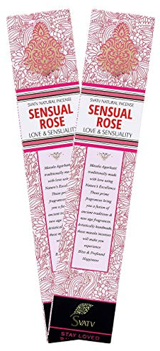 SVATV Herbal & Ancient Method Rose Bâton d'encens avec Paquet de 2 encens pour la méditation, Le Yoga, Le Spirituel, l'aromathérapie - 15g x 2 | 30g | 1,05 oz