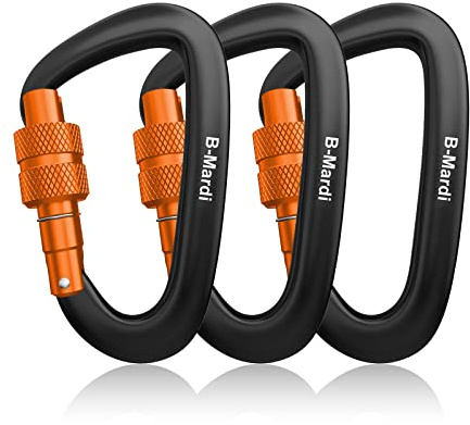 B-Mardi Carabiner Clips Heavy Duty 12kN (2697 lbs)-Lightweight Locking Carabiners for Camping, Hiking, Hammock, Dog Leash Harness, Outdoor and Gym etc, Keychains& Utility 