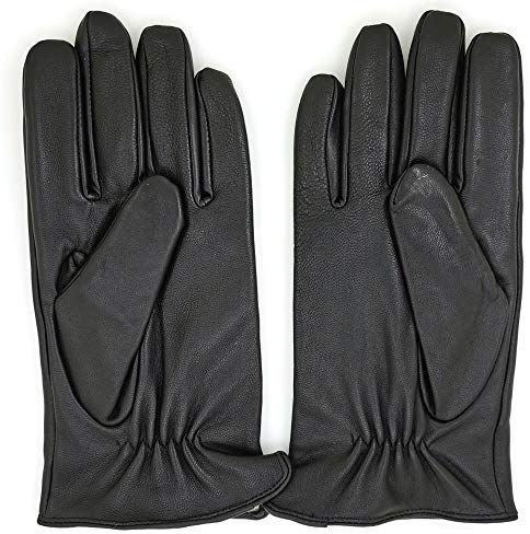 ZLUXURQ Handschuhe Herren Schwarz Weichlederhandschuhe Hochwertige Winterhandschuhe aus Lammfellleder mit Kaschmirfutter