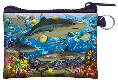 Porte-Monnaie 3D LiveLife - Récif de Requins de Deluxebase. Porte-Monnaie & Carte Lenticulaire 3D Océan avec Fermeture éclair sécurisée avec Illustrations sous Licence Artiste renommé David Penfound