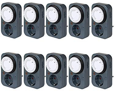 Brennenstuhl Zeitschaltuhr MZ 20, mechanische Timer-Steckdose (Tages-Zeitschaltuhr mit erhöhtem Berührungsschutz) grau (10)