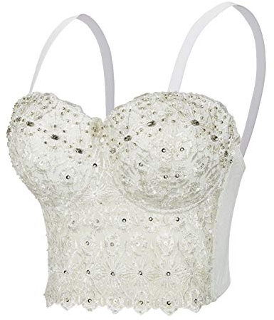 Woboren Damen Korsett Bustier BH Dessous Tank Top Trägertop Crop Top Corsage Clubwear Shirt Unterhemd top (Weiß, L)