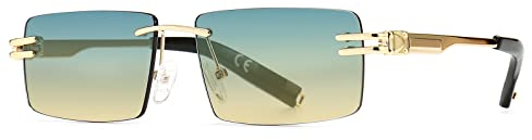 Retro randlose Sonnenbrille für Männer Frauen Rechteck Ultra-Small Frame Sonnenbrille Durchsichtige Brille