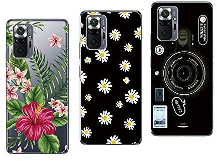 NOVAGO Compatible avec Xiaomi Redmi Note 10 Pro/Redmi Note 10 Pro Max -Pack de 3 Coques Résistantes Transparentes avec Motifs imprimés (Pack 2)