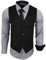 Baxboy Herren Hemd mit Weste Krawatte Anzugs Sakko Business Hochzeit Freizeit Hemden Frack Herrenweste Set wählbar B-44-HWKR, Farbe:Grau, Größe:4XL