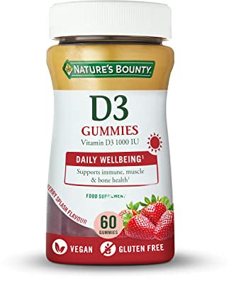 Nature's Bounty | Vitamina D3 1000UI | Sabor fresa | 60 Gummies