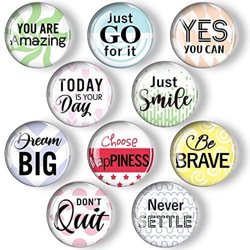 Weewooday 10 Pieces Inspirational Fridge Magnetic Motivational Glass Refrigerator Magnets Locker Decorative Quote Kitchen Magnets Affirmation Decor Accessories(Encouragement Pattern)