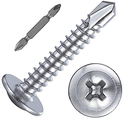 Wensilon(200pcs)#8×1”for Sheet Metal Self-Tapping Screws 410 Stainless Steel Truss Head High-Strength Quick Tapping Screws