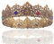 King Men Tiara Krone Imperial Mittelalter Stirnband Kristall Festzug für Hochzeit Halloween Messe Kostüm Geburtstag (Dunkelgold mit buntem Stein)