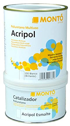 MONTÓ Pintura de Poliuretano de Alta Resistencia para el Pintado, Mantenimiento y Protección de Piscinas de Poliéster. Acripol Piscinas Poliéster + Catalizador Color Azul 4L