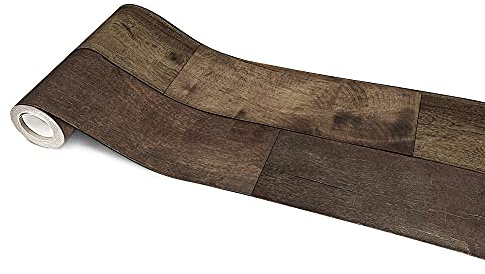Selbstklebende Fliesenaufkleber Spleißen aus dunkelbraunem Holz 20 X 300cm Bodenaufkleber Wandfliese für Badezimmer Küche und Bad Deko Fliesenfolie für Bad u. Küche Kinderzimmer