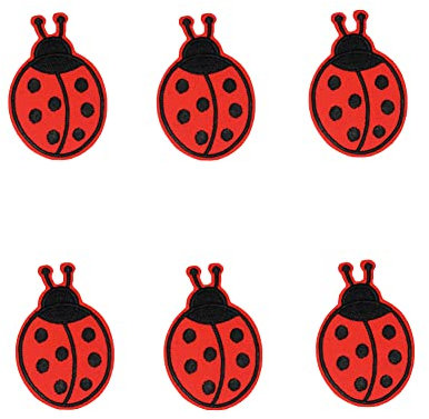 JIHUOO 10 Pcs Ladybug Embroidery Patches Small Insect Iron On Patches Vintage Sew On Patches Embroidered Appliques Clothing Embellishments