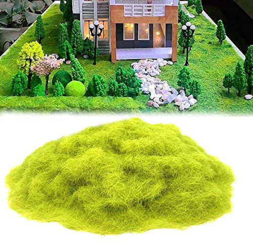 250g 5mm Modellbau Gras, Gras Modellbau Zubehör Landschaft Modelleisenbahn Kunstmoos zum Dekorieren Streugras Wiese Statische Gras Herde Wald Landschaft Gelände Eisenbahn Gartenbahn Gelbgrün