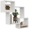 KUBUTKU Dekorativ Wandregal mit 3 Böden 78x71x18 Design Skandinavischer Modern für Wohnzimmer Küche Büro Schlafzimmer Badezimmer Hängeregal zur Präsentation Bücherregal (Weiß)