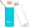 Bugucat Borosilicate Glass Water Bottle 1000ML, Reusable Water Bottle Glass with Protective Sleeves and Leak-Proof Lid, Glass Water Bottle 1 Litre Glass Drinking Bottle for Hot Cold Drinks,Light Blue