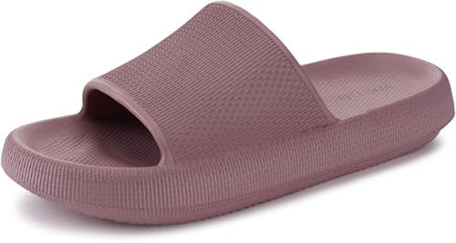 WHITIN Shower Slippers for Women Non Slip Cushioned Slides Size 9 10 Quick Drying Female Floor Outdoor Indoor Fashionable Lightweight Blush 40-41