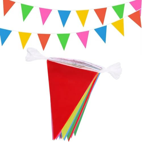 40M Bunting Banner, 80pcs Multicolor Waterproof Nylon Flags for Birthday, Wedding, Outdoor Garden, Festival, Party Decoration