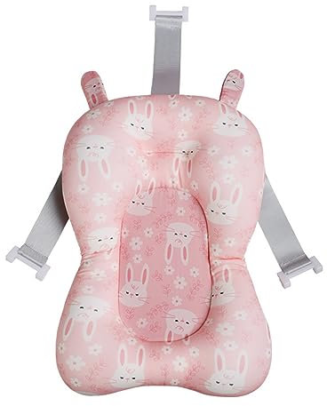 Cojín de Baño para bebé, Bañera de bebé con Forma Bonita, Lavabo de Ducha de Diseño Plegable para Recién Nacido, Almohada de Baño Infantil de Red Portátil (Rosa)