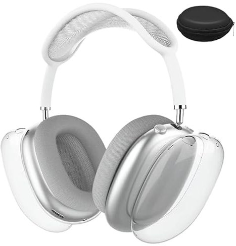 AYNKH Funda de silicona limpia para AirPods Max, antiarañazos, antipolvo y suave de poliuretano termoplástico, accesorios para auriculares AirPods Max (con 1 bolsa organizadora de cables)