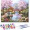 Rubye® Malen nach Zahlen Erwachsene und Kinder [40 cm x 50 cm] - DIY Ölgemälde Leinwand Set - Inklusive Pinsel, Staffelei und Farben - Japanischer Garten [Ohne Rahmen]