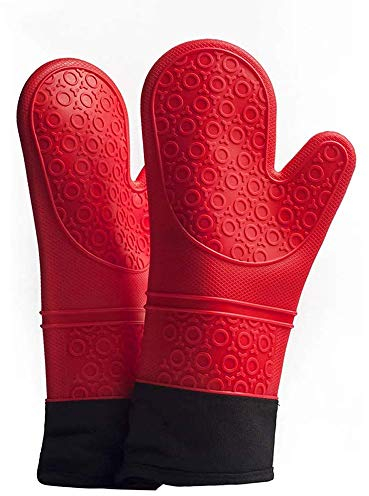 RajoNN Ein Paar hitzebeständige Handschuhe, Silikon-Kochofenhandschuhe, Grillhandschuhe, Mikrowelle, Grill, rutschfeste Handschuhe, Ofenverdickungshandschuh
