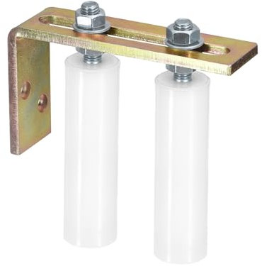 sourcing map Guida a rullo per cancello regolabile, 15,2 cm, in nylon, con staffa a forma di L, montaggio di supporto per cancello scorrevole, bianco