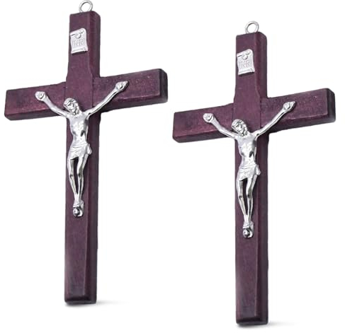 Lithyc 2 PièCes Croix En Bois, Croix Murales, DéCoration De Maison Religieuse, DéCoration De FêTe De PâQues, DéCoration Murale De Salon, Convient Pour EntréE, Bureau, Salon