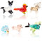 AHANDMAKER Lot de 6 figurines d'animaux, 6 styles de figurines d'animaux en verre pour la décoration de table, libellule, oiseau, hérisson, chien, éléphant, palmier, cibette, verre, affichage