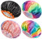 mikimini 4 Pack XL Shower Cap for Girls and Women, Mixed 4 Colors Sparkle Rainbow Stylish Shower Caps with Lace, Reusable Waterproof Bathing Shower Hat for Girls
