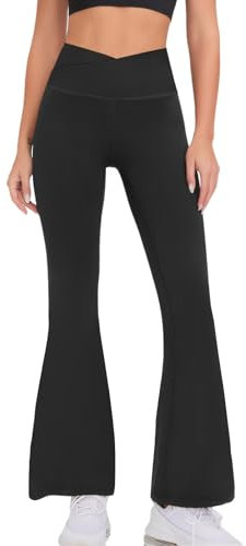 Zilams Pantalones de Yoga para Mujer Cross Cintura Alta Bootcut Yoga Pants Acampanados Pantalones de Jazz Trabajo Elasticos Comodos Casual Flared Leggings Deportivos Pantalon para Fitness Entrenamient