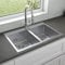 Lussena® 755 x 510mm Stainless Steel Kitchen Sink 2.0 Double Bowl Sinks Inset Drop in Installation, Free Basket Strainer Waste