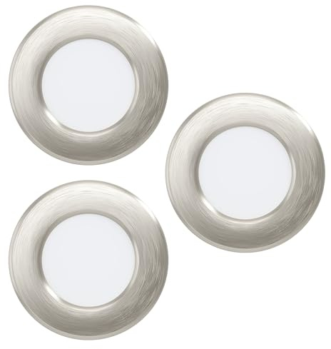 EGLO 3er-Set LED Einbaustrahler Fueva 6, Spot Deckenleuchte | runde Einbauspots, Deckenstrahler aus Kunststoff in Silber und Weiß, warmweiß-kaltweiß, ∅ 8,6 cm