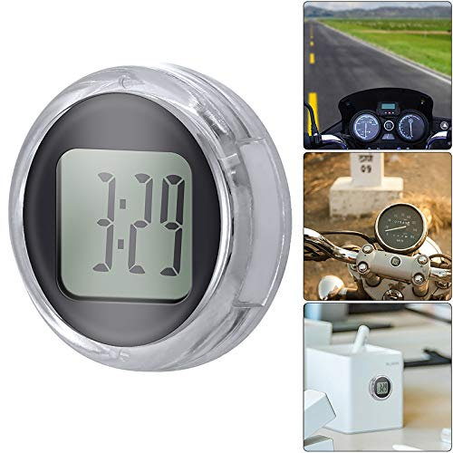 BTBHIHO Orologio da moto, mini orologio da moto impermeabile IP64, display trasparente autoadesivo, funzione orologio digitale per esterni, bici, moto e auto