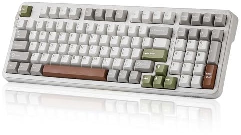YUNZII B98 Wireless Mechanical Keyboard, Hot Swappable Custom Keyboard with Numpad, Pre-lubed Linear Switches, Gasket Mounted RGB Backlit Gaming Keyboard (beige, Milk v2 linear Switch)
