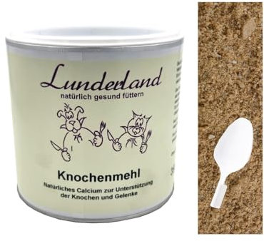 Lunderland Knochenmehl 350g Ergänzungsfuttermittel für Hunde und Katzen I Natürliches Calcium zur Unterstützung der Knochen und Gelenke I 100% Knochenmehl